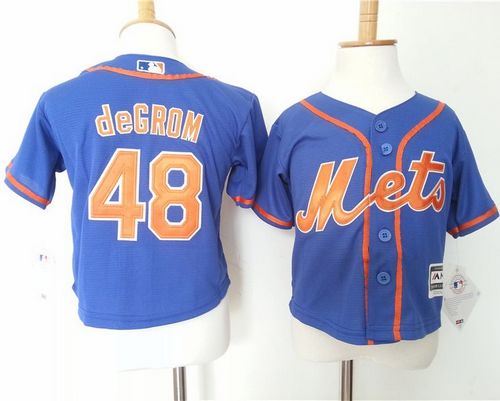 Toddler Mets #48 Jacob DeGrom Blue Alternate Home Cool Base Stitched MLB Jersey - Click Image to Close